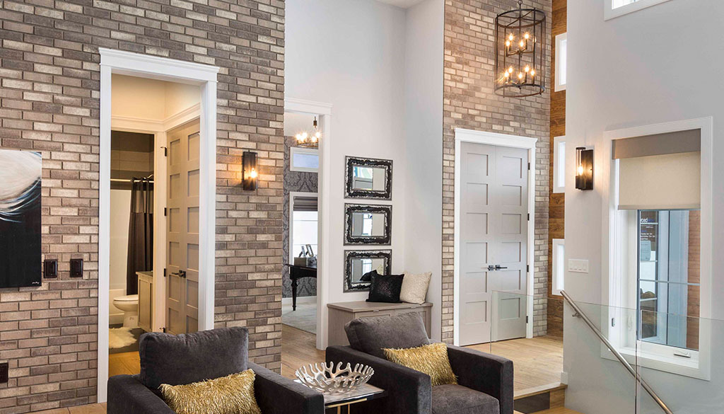brown multi-toned interior brick wall features
